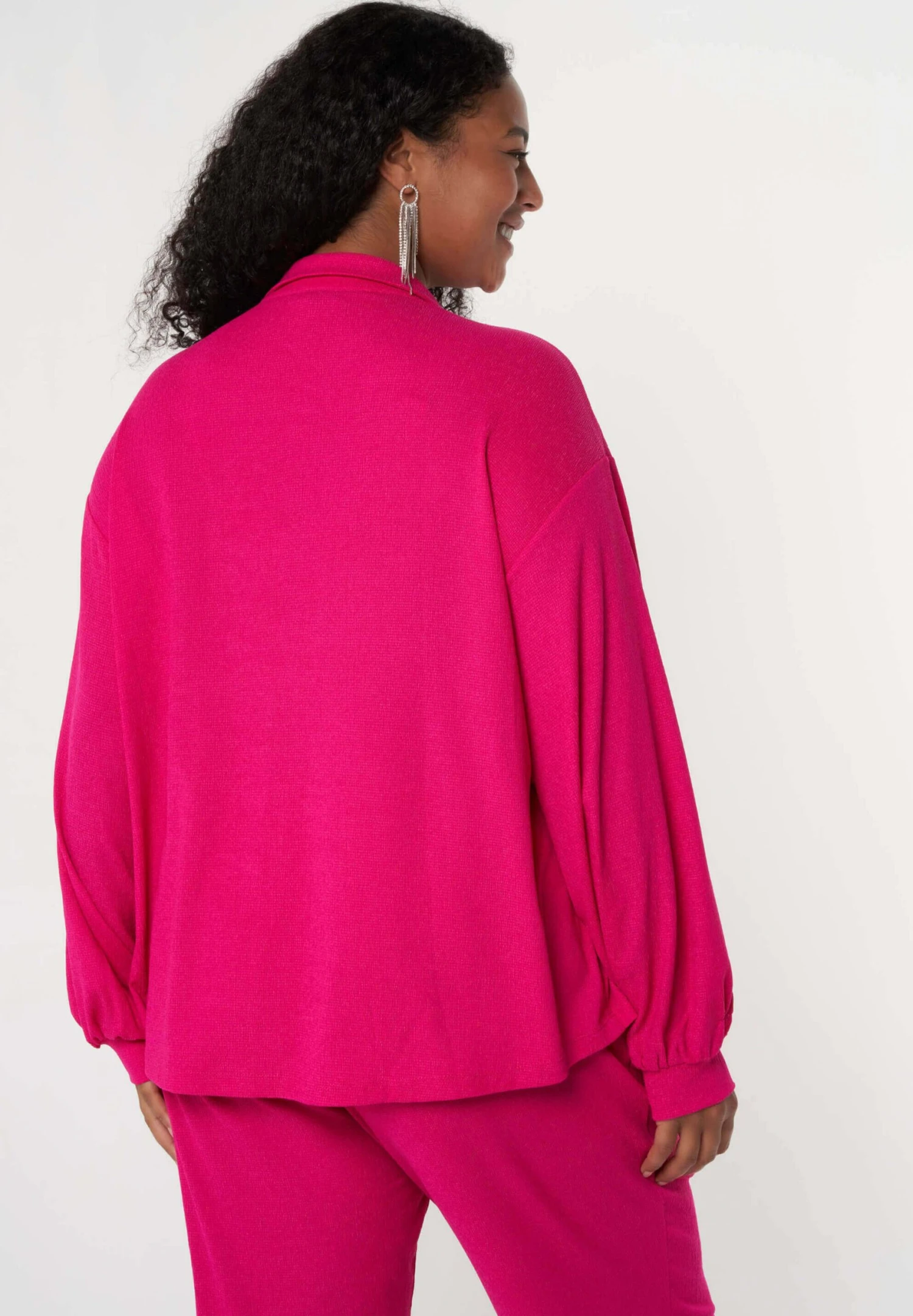 Ruimvallende- Overhemdblouse - Bright Pink 5 Ruimvallende- Overhemdblouse - Bright Pink - Afbeelding 3