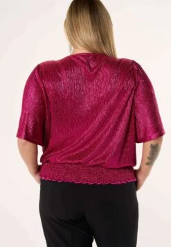 Glanzende - Blouse - Bright Pink -Ms Mode 14f390a9a9bd4a28a11b96e387a97e0e