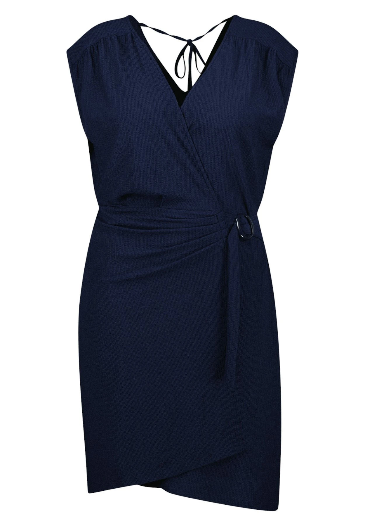 Met Houten Detail - Jurk - Navy Blue 7 Met Houten Detail - Jurk - Navy Blue - Afbeelding 5