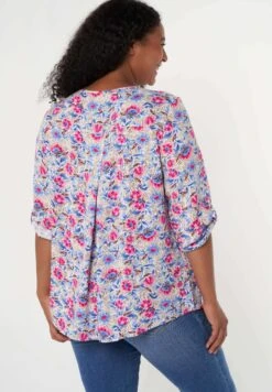 Met V-Hals - Blouse - Multi Pink -Ms Mode 2127dfb4e7cf49dfa8ac969c8872cf40