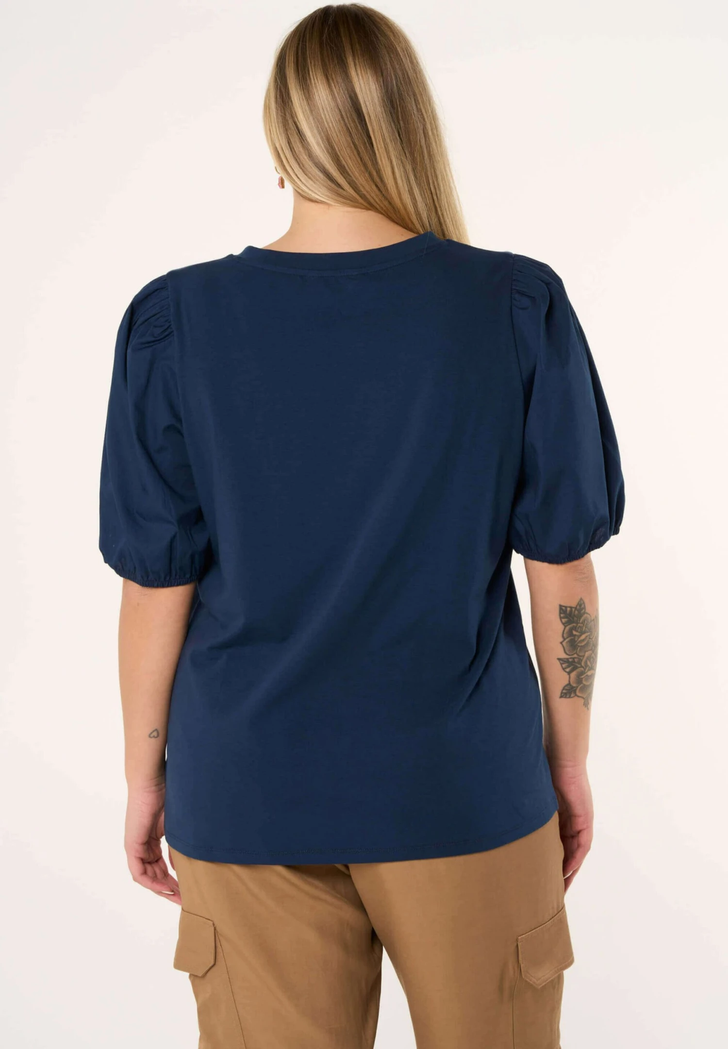 Met Pofmouwen - Blouse - Navy Blue 5 Met Pofmouwen - Blouse - Navy Blue - Afbeelding 3