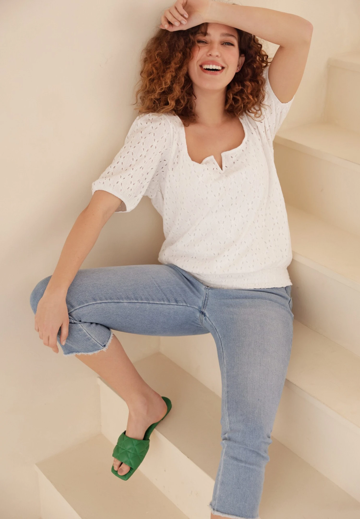 Cropped - Slim Fit Jeans - Blue 6 Cropped - Slim Fit Jeans - Blue - Afbeelding 4