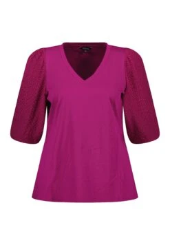 Met Structuur Mouwen - Blouse - Bessen Rood -Ms Mode 457a591343f44f2f97f8f044f935352b