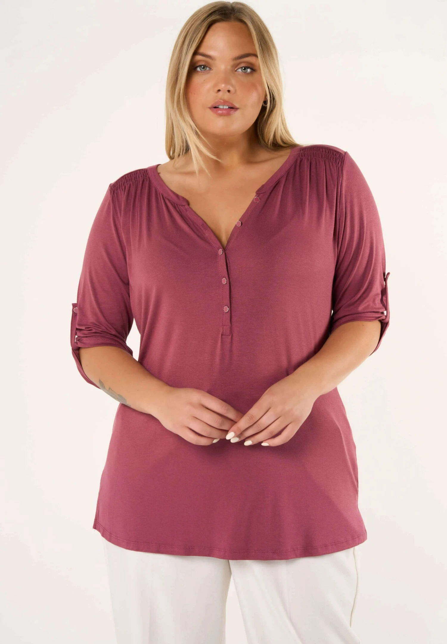 Met Plooidetails - Blouse - Mauve 3 Met Plooidetails - Blouse - Mauve