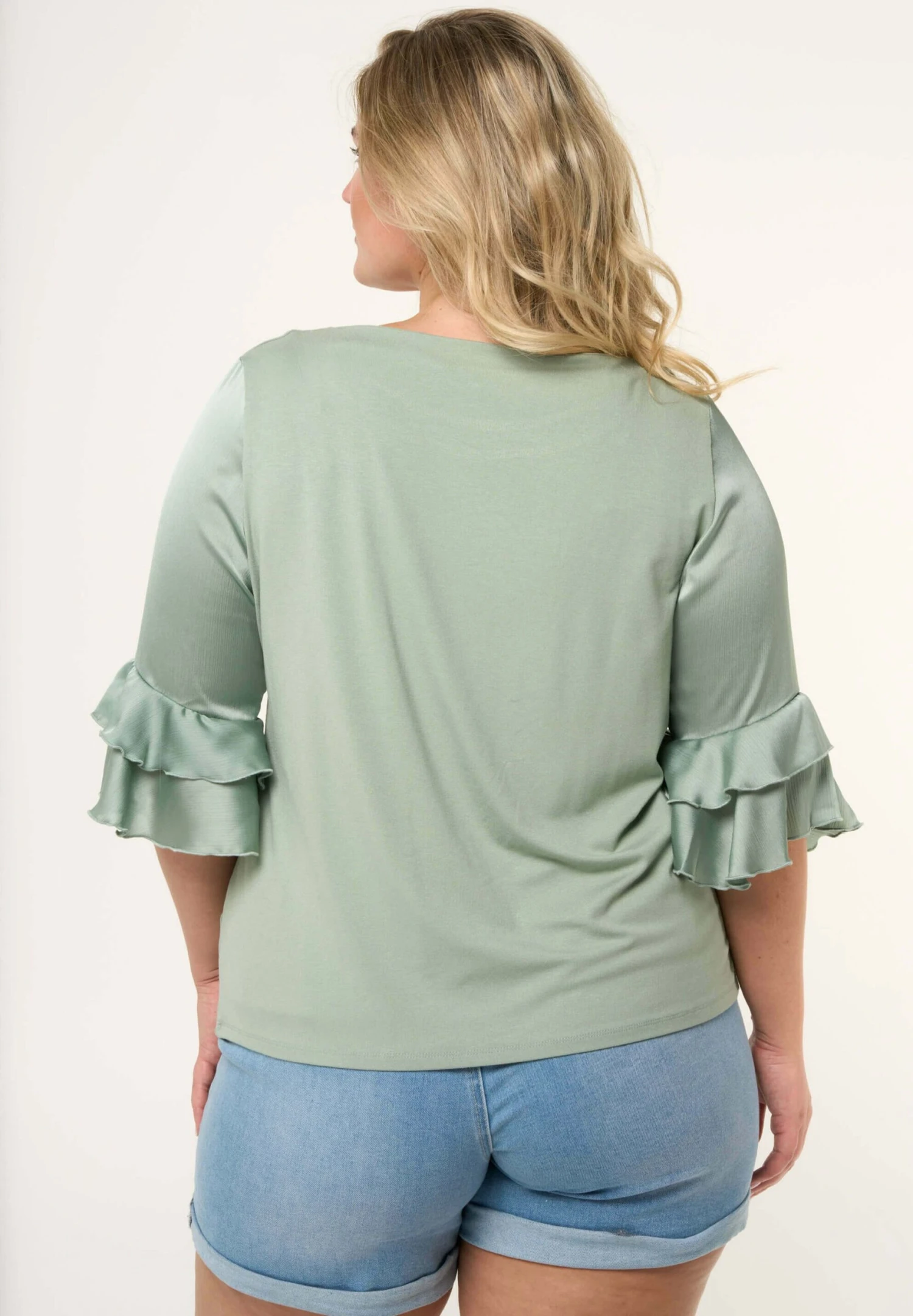 Met Volant Mouwtjes - Longsleeve - Light Mint 4 Met Volant Mouwtjes - Longsleeve - Light Mint - Afbeelding 2