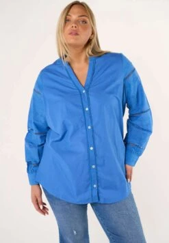 Met Borduursel - Overhemdblouse - Blue