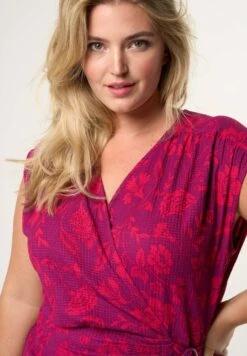 Met Houten Detail - Jurk - Multi Pink -Ms Mode 7cff46292df040b49b0c83b3481d6621