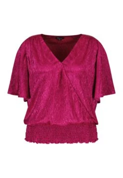 Glanzende - Blouse - Bright Pink -Ms Mode 9aec4fed59f1465cb4a48ede1e5e4716