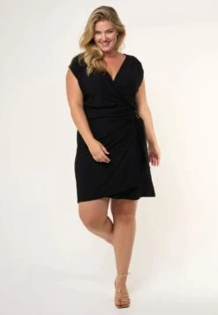 Met Houten Detail - Jurk - Black -Ms Mode 9ef88be5711c47728b8793b6fa2240c1