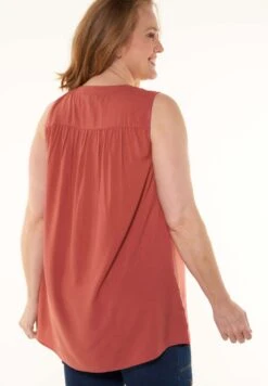 Mouwloze- Blouse - Brique Red -Ms Mode 9f9413d6ee95417c91e728984de6971d