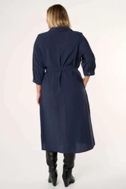 Midi Jurk Met Ceintuur -Ms Mode D11106096 10