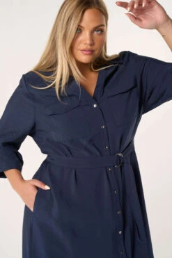 Midi Jurk Met Ceintuur -Ms Mode D11106096 12