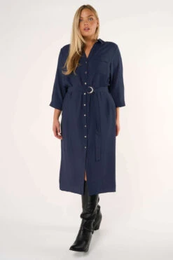 Midi Jurk Met Ceintuur -Ms Mode D11106096 13