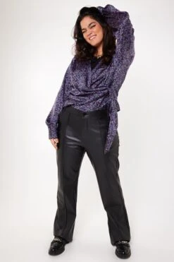 Rechte Imitatieleren Pantalon -Ms Mode M11130012 12