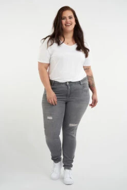 Jeans Met Destroyed Detail -Ms Mode M17055019 15