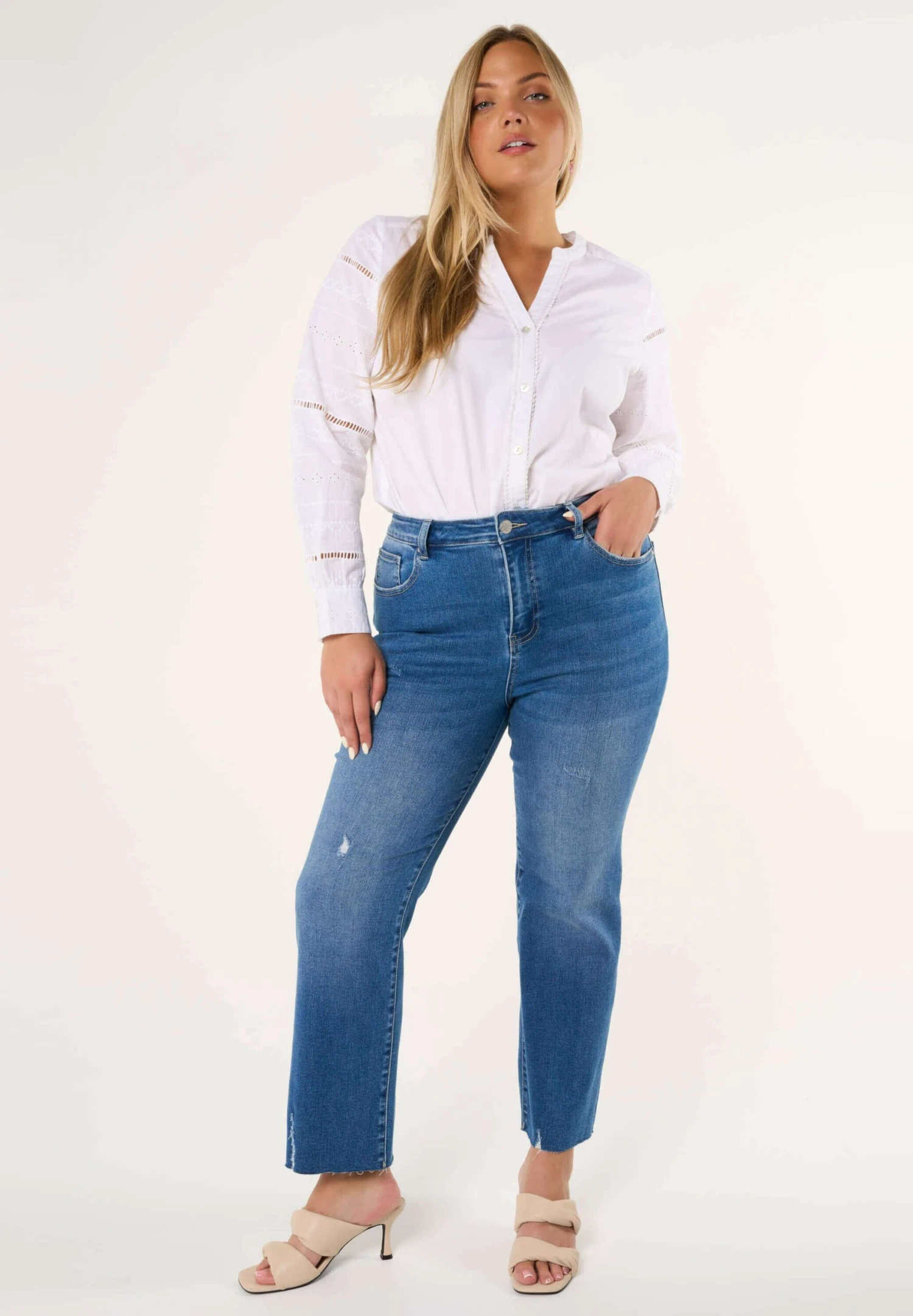 Met Destroyed Details - Bootcut Jeans - Blue 4 Met Destroyed Details - Bootcut Jeans - Blue - Afbeelding 2