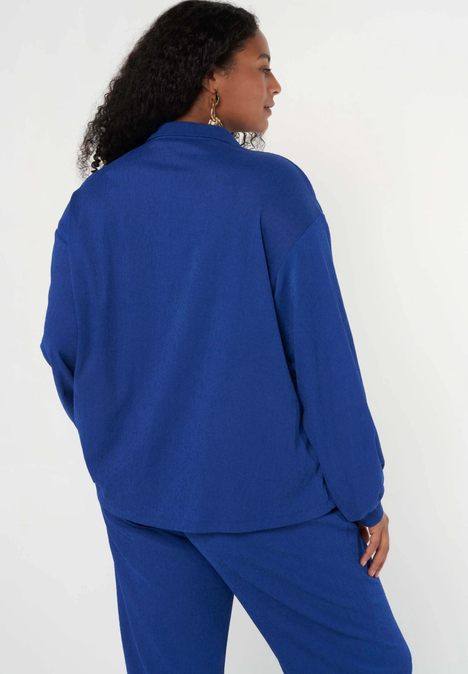 Ruimvallende- Overhemdblouse - Cobalt Blue 5 Ruimvallende- Overhemdblouse - Cobalt Blue - Afbeelding 3