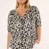 E-Fabiola Print - Blouse - Multi Black White -Ms Mode cc47549b179d458f88c9692d7c91277e