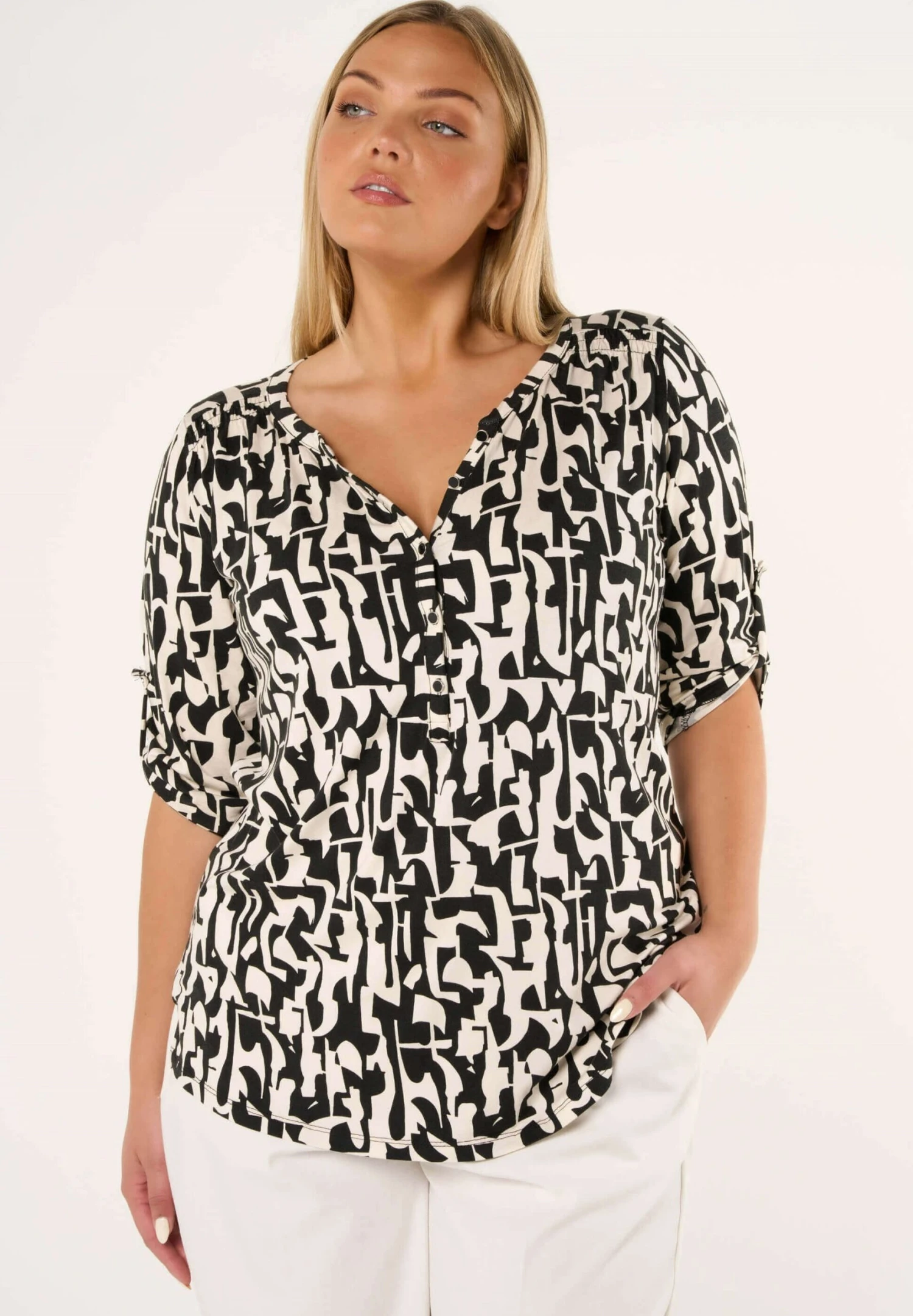 E-Fabiola Print - Blouse - Multi Black White 3 E-Fabiola Print - Blouse - Multi Black White