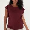 Met Korte Mouwen - Blouse - Wine Red 2 Met Korte Mouwen - Blouse - Wine Red -Ms Mode dfccbf1b9b494eb3a8d7b7d90350b96c