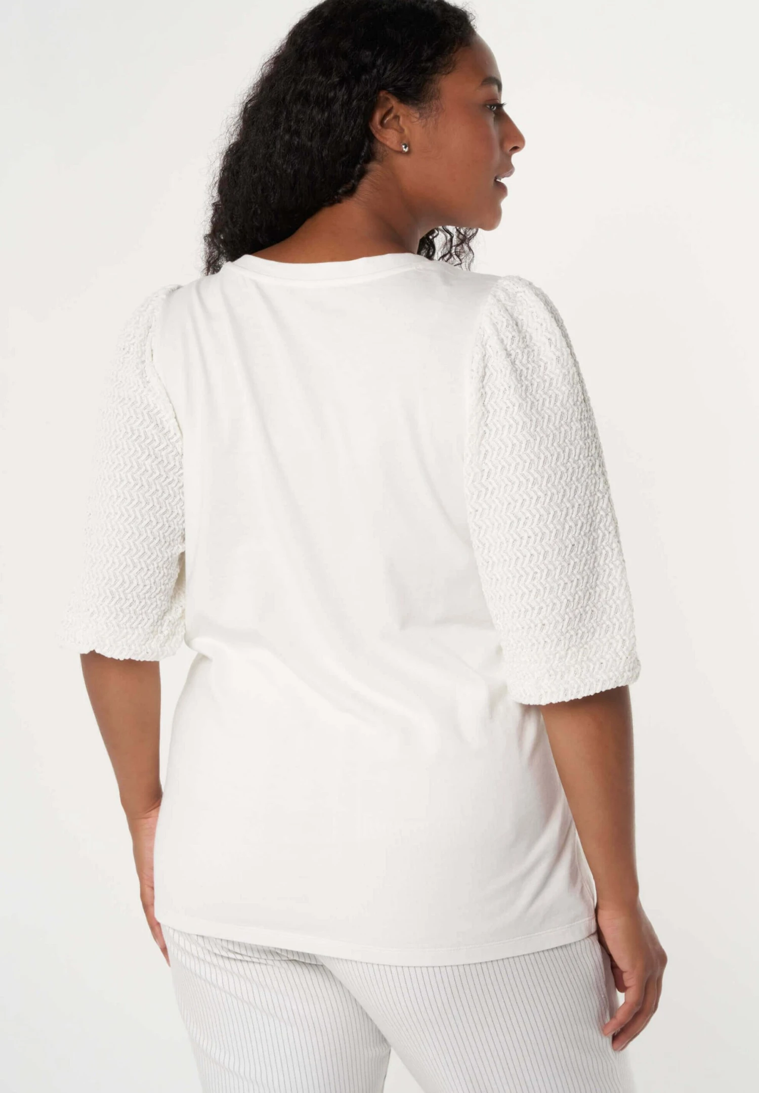 Met Structuur Mouwen - Blouse - Off White 5 Met Structuur Mouwen - Blouse - Off White - Afbeelding 3