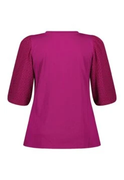 Met Structuur Mouwen - Blouse - Bessen Rood -Ms Mode ed6bf59305a34ead8f79005cb6c0e58b