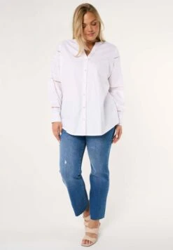 Met Borduursel - Overhemdblouse - White