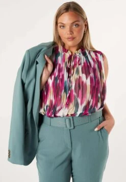 Mouwoze Met Plissé - Top - Multi Green