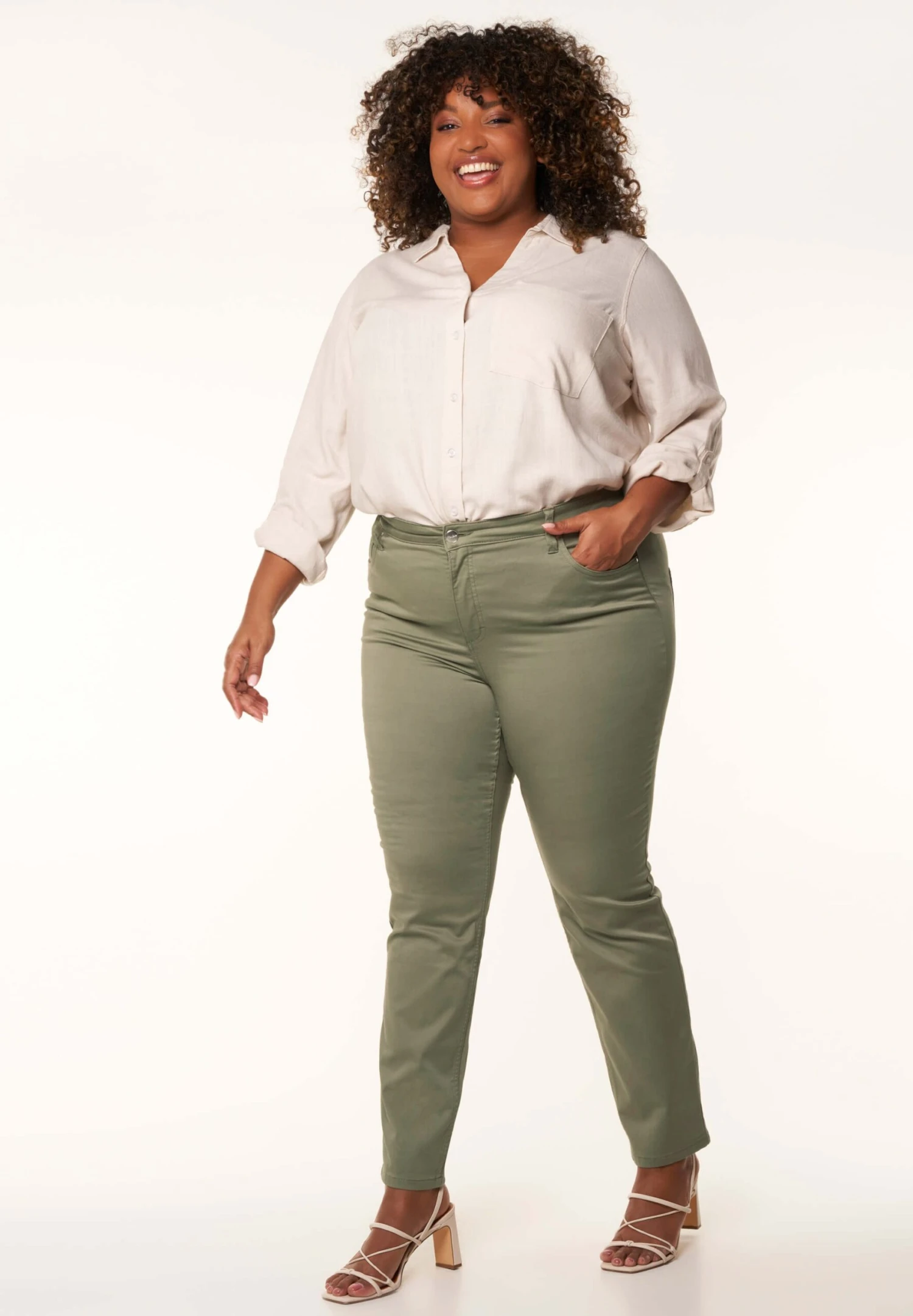 Slim Fit Jeans - Khaki 4 Slim Fit Jeans - Khaki - Afbeelding 2